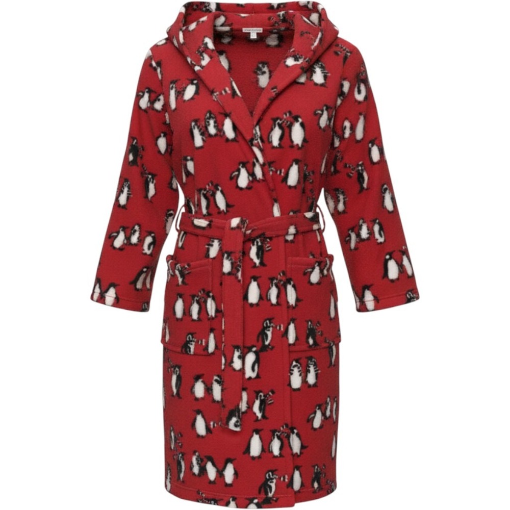 Vera Bradley Red Penguin Fleece Hooded Robe New With Tags L/XL